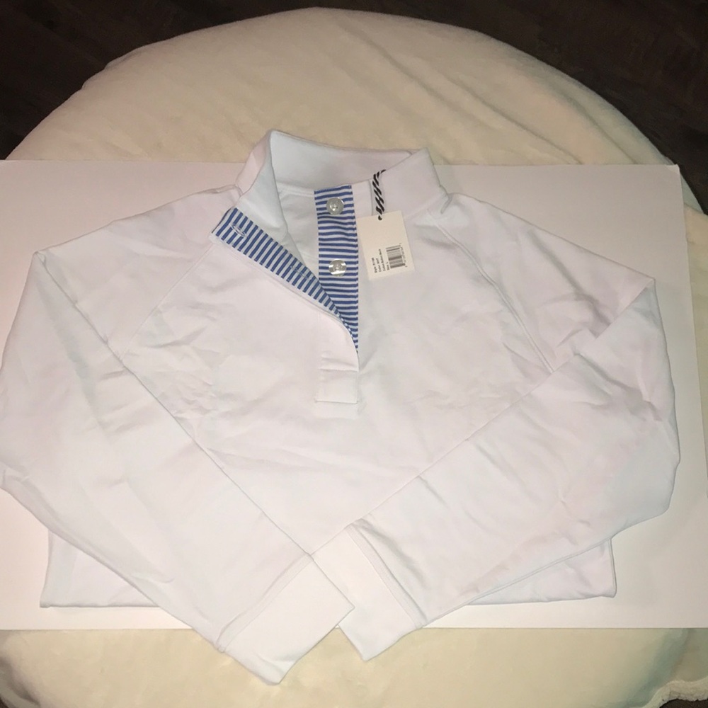 White LS Cotton Button Mock